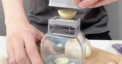 Prensa de ajo automática: machaca y recoge en un cajón